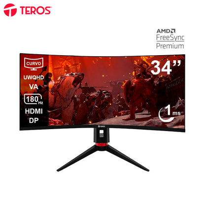 MONITOR TEROS CURVO ULTRAWIDE TE-3412G WQHD 34' VA 1MS 180HZ PIP PBP FREESYNC PREMIUM