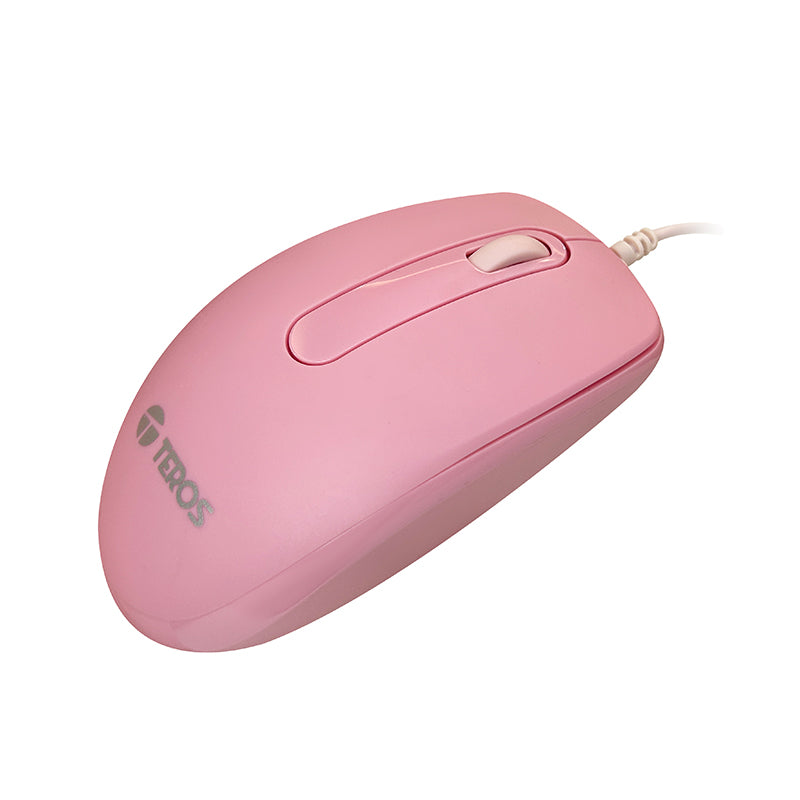 MOUSE OPTICO ROSADO TEROS TE-1221S 1000 Dpi diseño clásico 1.5m
