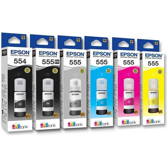 PACK TINTAS X6 UNIDADES 555 554 PARA IMPRESORAS L8160 L8180 T555 T554