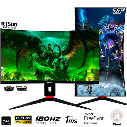 MONITOR CURVO TEROS TE-2766G 27' VA FULL HD 180HZ 1MS DP HDMI VESA PIVOTE GIRO AJUSTE DE ALTURA
