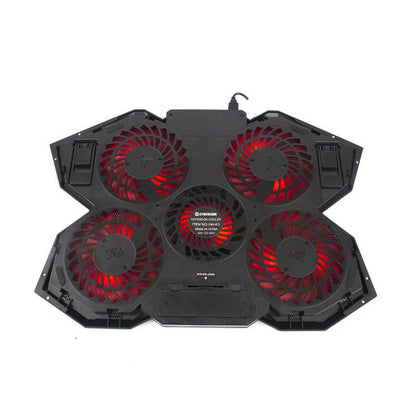COOLER PARA LAPTOP CYBERCOOL HA-K3 LED ROJO GAMER METAL USB 5 VENTILADORES