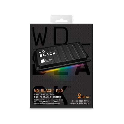 Disco Externo Ssd Gaming Portable WD BLACK P40 2tb 2000MB/s USB C RGB (WDBAWY0020BBK-WESN)