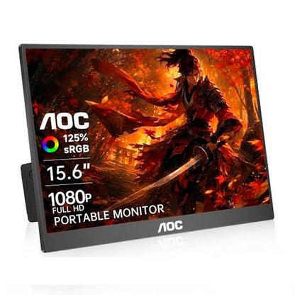 MONITOR PORTATIL AOC V50 15.6' FULL HD IPS 125% SRGB HDR PARA JUEGOS TRABAJO MAC PS XBOX LAPTOP IDEAL PARA VIAJES