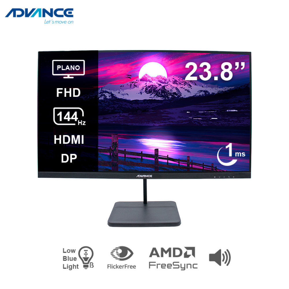 Monitor GAMER ADVANCE 2454S 23.8' FULL HD IPS 144HZ 1MS HDMI DP PARLANTES