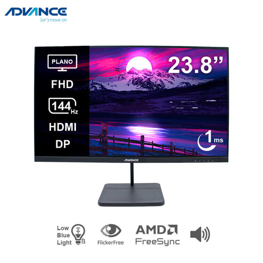 Monitor GAMER ADVANCE 2454S 23.8' FULL HD IPS 144HZ 1MS HDMI DP PARLANTES