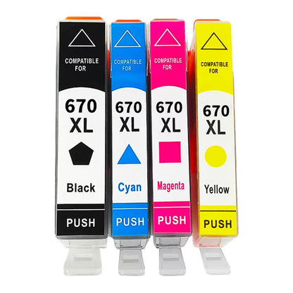 Cartucho HP 670 670XL TINTA HP 670 670XL compatible 3525 4615 4625 5525 6526 PACKx4 COLORES