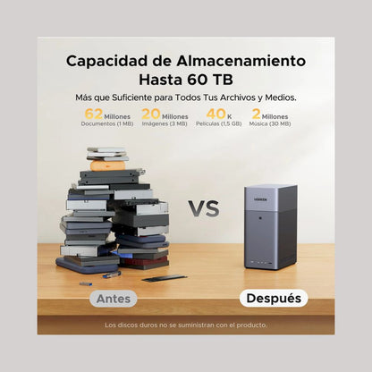 NAS DH2300 NASync 2 BAHIAS ACCESO REMOTO DISKLESS 4K HDMI 4GB RAM HASTA 60TB