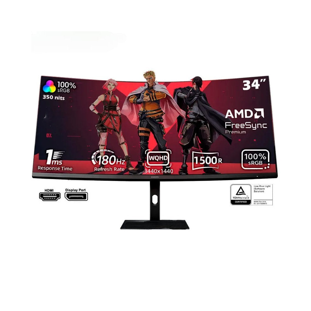 Monitor Xiaomi G34WQi 34 WQHD 180Hz 1ms Curvo ULTRAWIDE 1500R FreeSync Premium DisplayPort HDMI