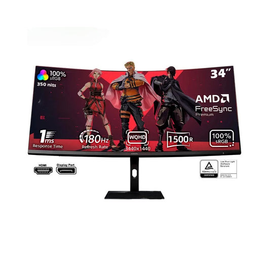 Monitor Xiaomi G34WQi 34 WQHD 180Hz 1ms Curvo ULTRAWIDE 1500R FreeSync Premium DisplayPort HDMI