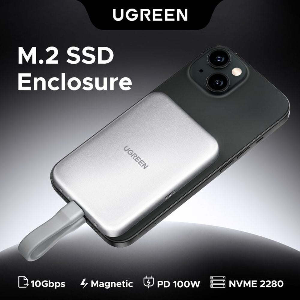ENCLOSURE SSD NMVE UGREEN CARCASA MAGNETICA 10GPBS DATOS USB-C CARGA M / B+M KEY (D619 55151)