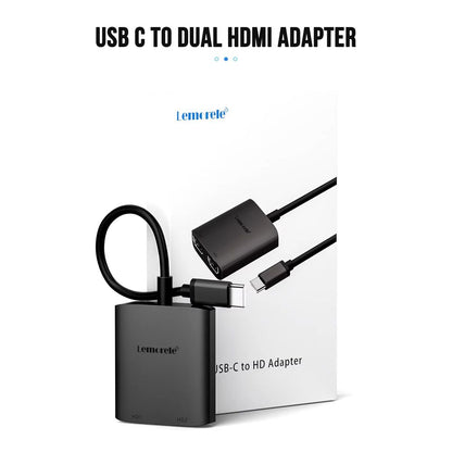 ADAPTADOR DE VIDEO LEMORELE USB-C A 2 HDMI