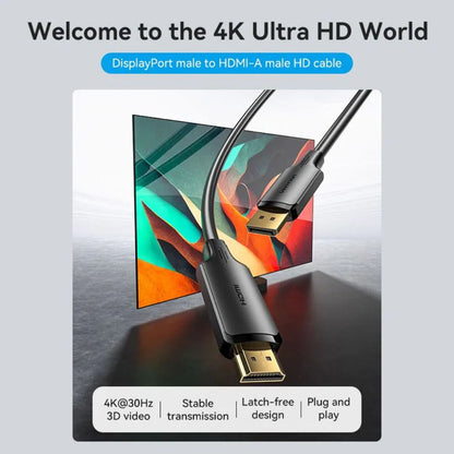 CABLE VENTION DISPLAYPORT A HDMI MACHO A MACHO 4K 30Hz PVC 1.8MTS