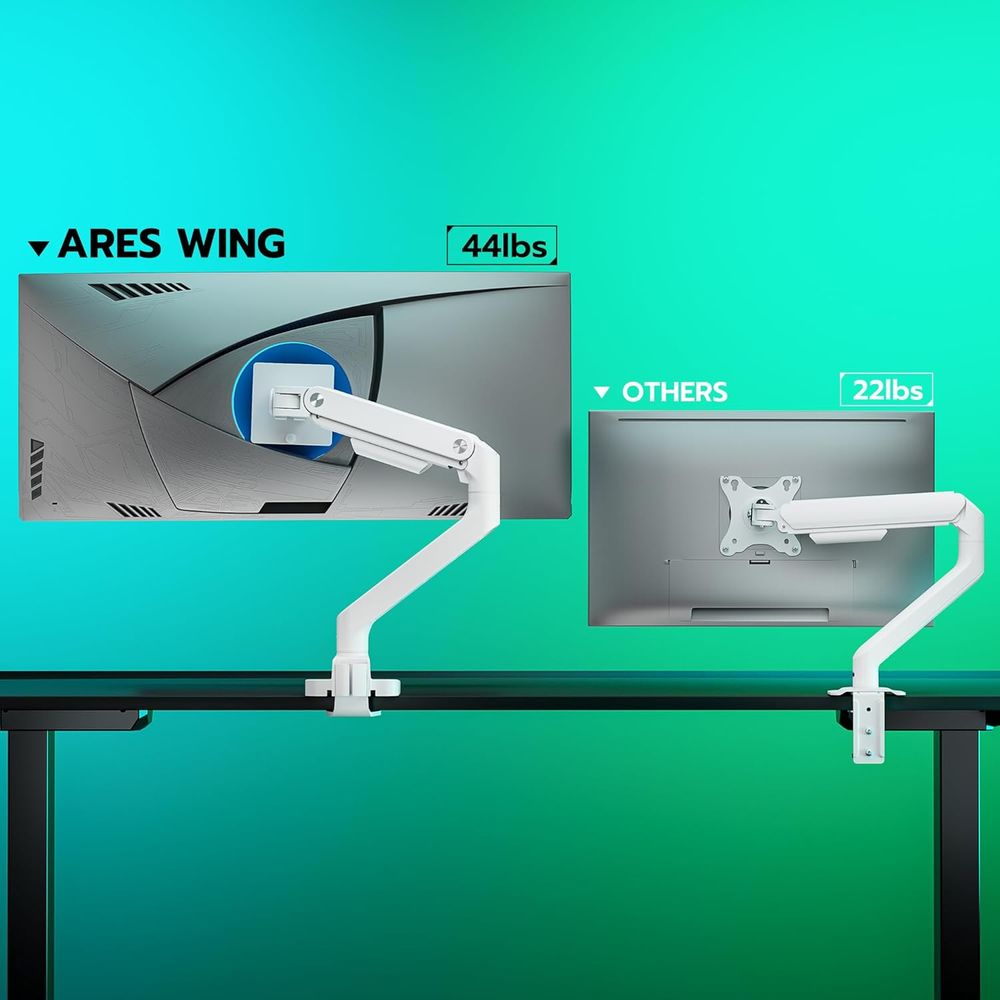 SOPORTE ARES WING BLANCO DE MESA MONITOR 17 A 49 MESA 50 GRADOS ALUMINIO