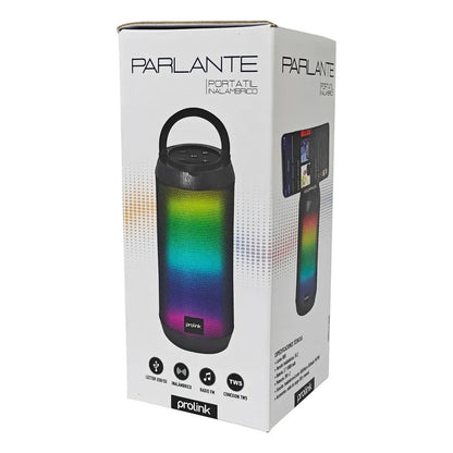 Parlante Inalambrico Bluetooth Prolink Con Luces Negro 10w