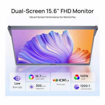 MONITOR ARZOPA DUAL E1 15.6' FULL HD SRGB 100% IPS LIGERO PEGABLE