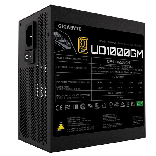 Fuente GIGABYTE GAMING GP-UD1000GM ATX 1000W 240V 50/60HZ FULL 80 PLUS GOLD FAN