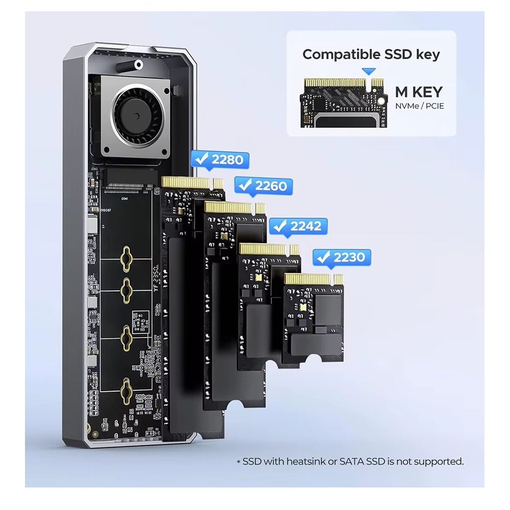 ENCLOSURE M2 NVME CNM2-U4 USB4 Tipo-C THUNDERBOLT 4/3 40GBPS SSD 2230 2242 2260 2280 KEY M COMPATIBLE UASP TRIM (CNM2-U4-GY)