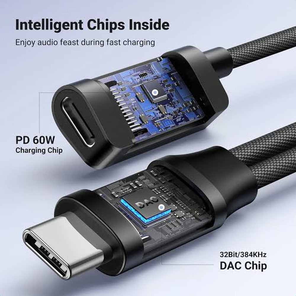 Adaptador de audio Ugreen usb C a 3.5mm y usb C Cable USB C a AUXILIAR tipo C y AUXILIAR de 3,5mm, Chip DAC HI-FI CM721 25837 ADAPTADOR PARA AURICULARES 32 BITS