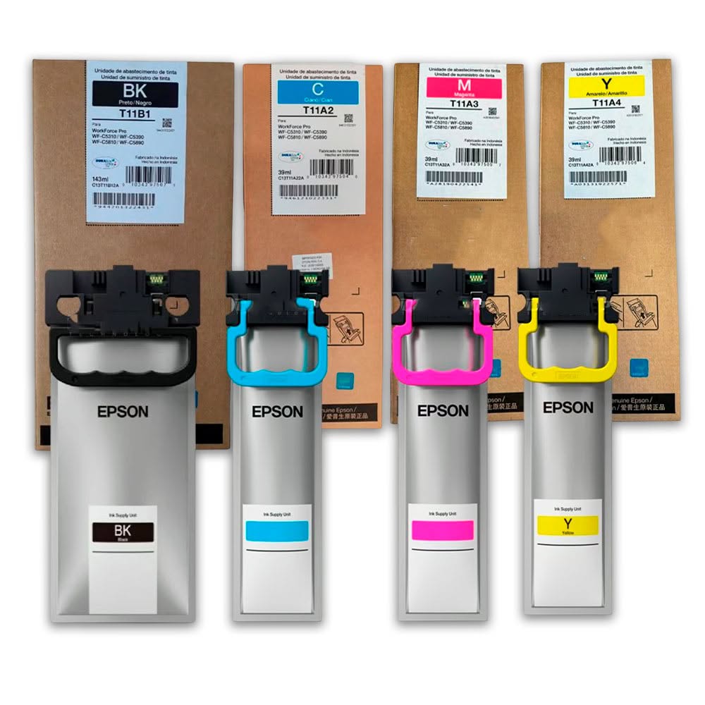 SET TINTAS X4 UNIDADES T11  T11B/T11A CMYBK WF-C5810 C5310 C5390 C5890 C5610