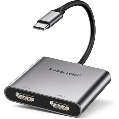 ADAPTADOR DE VIDEO LEMORELE USB-C A 2 HDMI