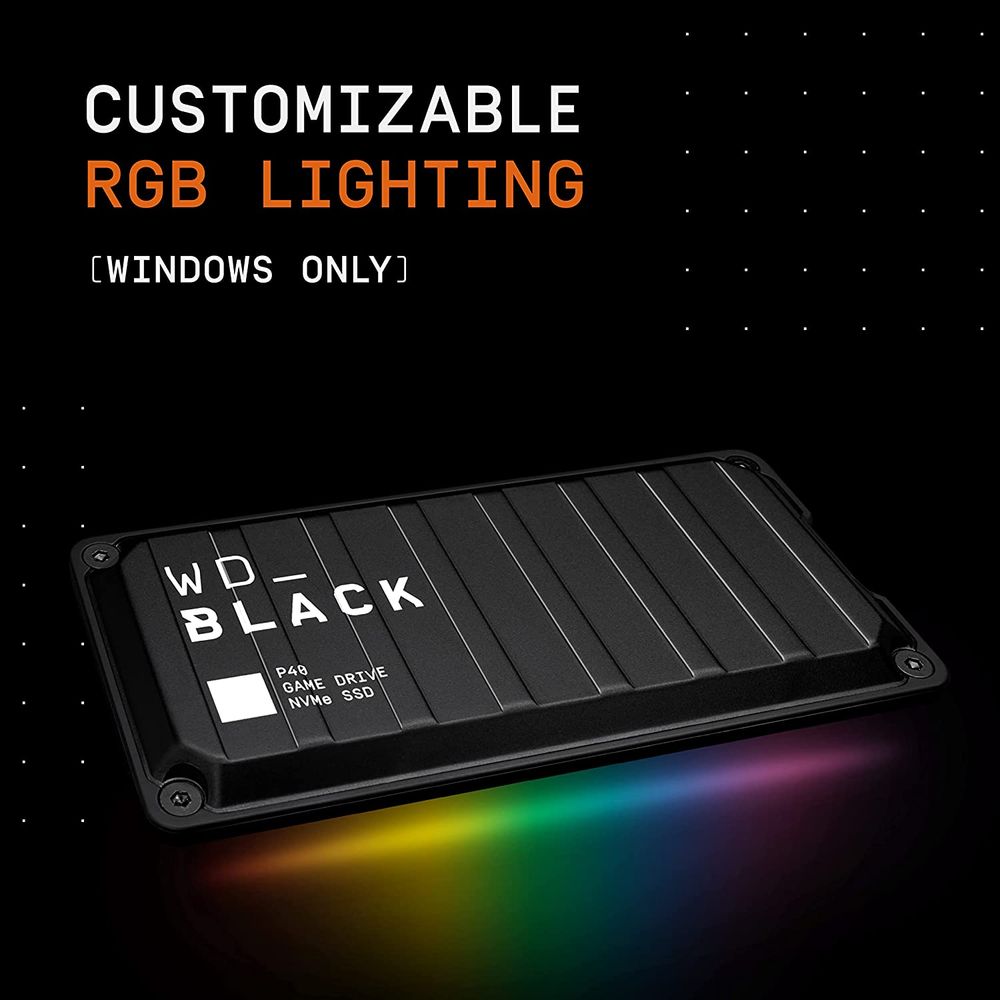 Disco Externo Ssd Gaming Portable WD BLACK P40 2tb 2000MB/s USB C RGB (WDBAWY0020BBK-WESN)