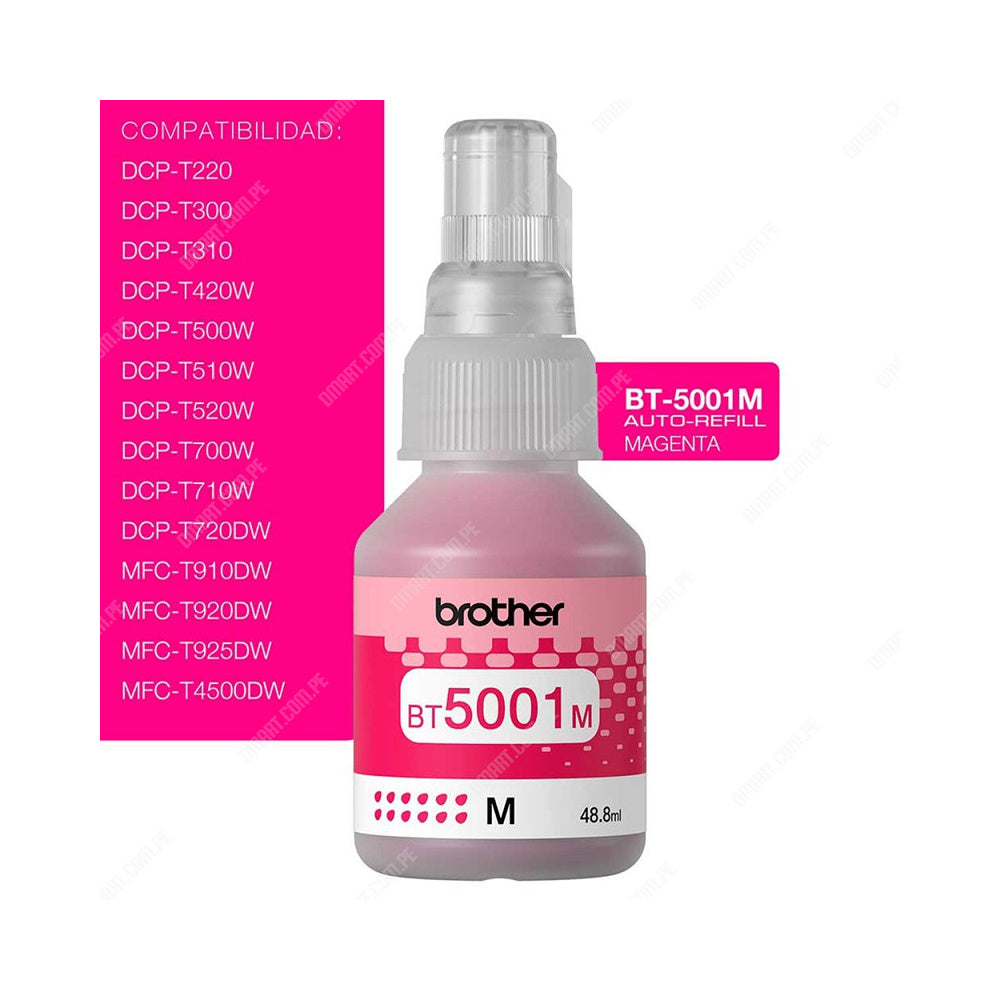 Botella de Tinta BROTHER bt5001M bt5001 5001 5001M ROJO MAGENTA OEM SIN CAJA T220 T300 T310 T420W T500w T510W T520W T700w T710W T720DW T800w T810W T820DW T910DW T920DW T4500DW