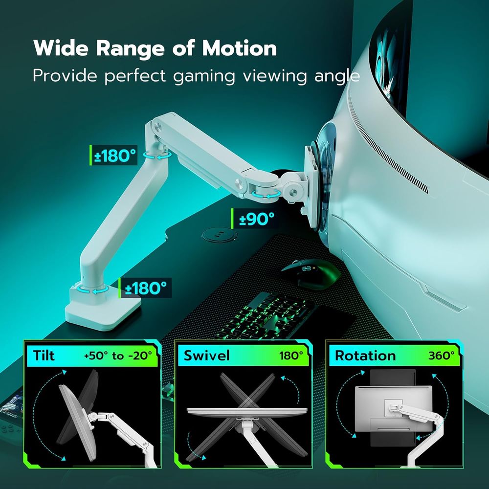 SOPORTE ARES WING BLANCO DE MESA MONITOR 17 A 49 MESA 50 GRADOS ALUMINIO