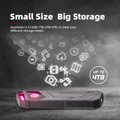 DISCO SSD KINGSPEC Z5 2TB EXTERNO CONEXION TIPO C 2100MBS CON LUZ LED
