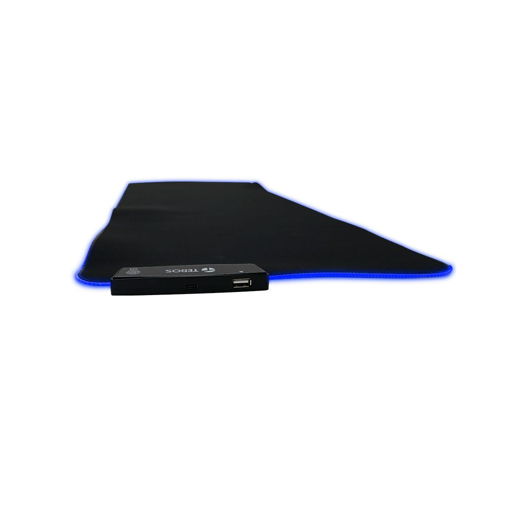 PAD MOUSE TEROS TE-3013G NEGRO LADOS RGB GOMATELA 15 COLORES