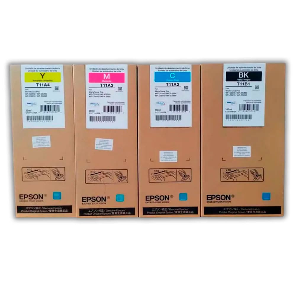 SET TINTAS X4 UNIDADES T11  T11B/T11A CMYBK WF-C5810 C5310 C5390 C5890 C5610