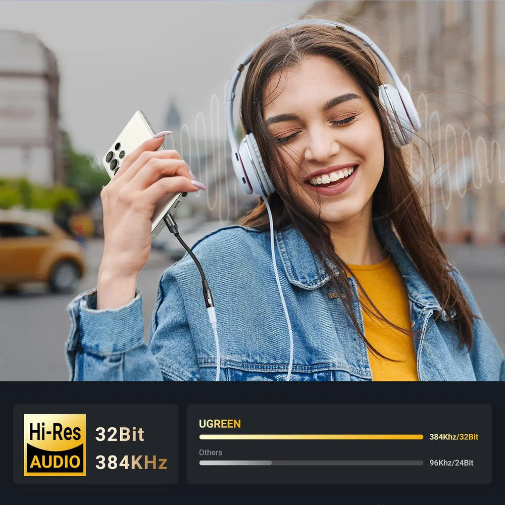 ADAPTADOR DE AUDIO UGREEN USB-C A 3.5mm JACK. ALTA RESOLUCIÓN