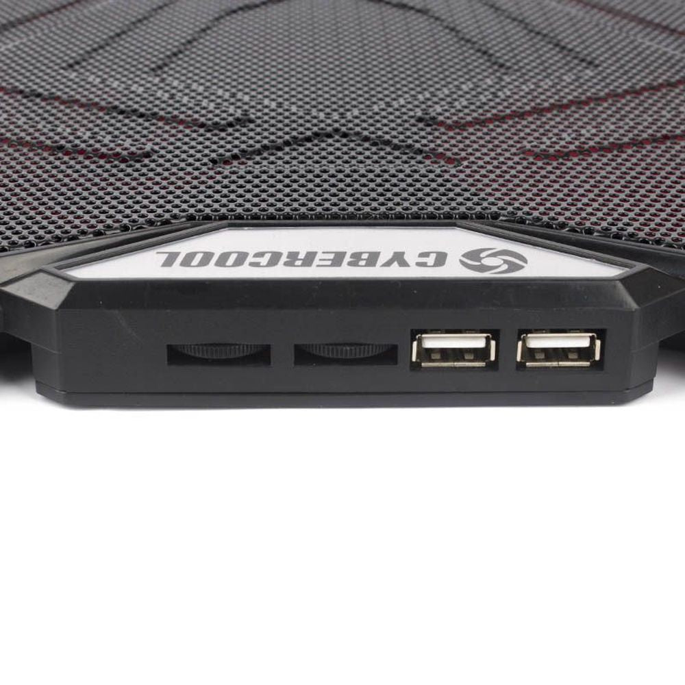 COOLER PARA LAPTOP CYBERCOOL HA-K3 LED ROJO GAMER METAL USB 5 VENTILADORES