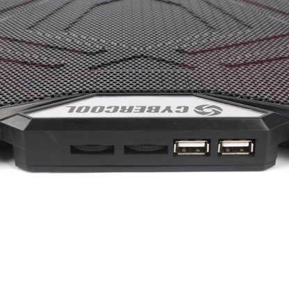 COOLER PARA LAPTOP CYBERCOOL HA-K3 LED ROJO GAMER METAL USB 5 VENTILADORES