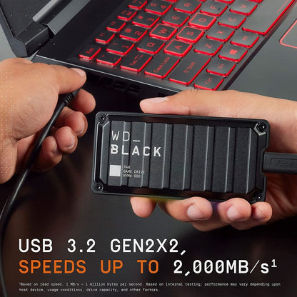 Disco Externo Ssd Gaming Portable WD BLACK P40 2tb 2000MB/s USB C RGB (WDBAWY0020BBK-WESN)