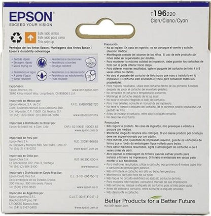 CARTUCHO EPSON 196 CYAN EPSON PARA XP-20 XP-101 XP-201 XP-204 XP-211 XP-214 XP-401 XP-411 - T196220