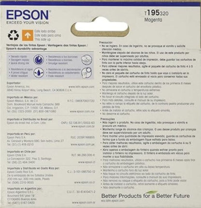 CARTUCHO EPSON 195 MAGENTA PARA XP20 XP101 201 204 XP-211 214 401 411 - T195320