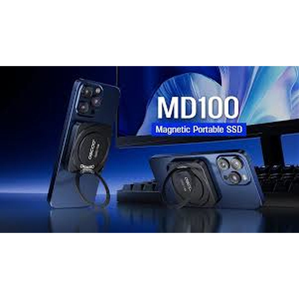 DISCO SSD PORTATIL EXTERNO OSCOO MD100 1TB 20gbps 2100mb/s TIPO-C CON SOPORTE 360° MAGNETICO CELULAR SMARTPHONE