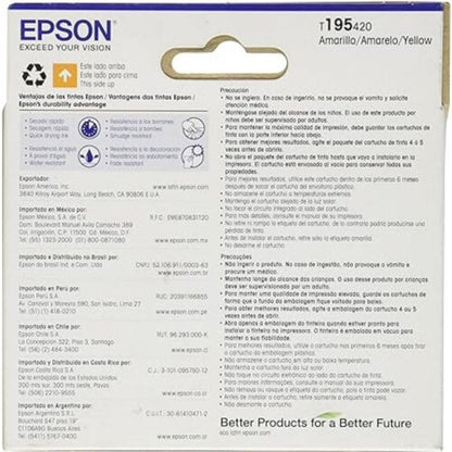 CARTUCHO EPSON 195 AMARILLO PARA XP20 XP101 201 204 XP-211 214 401 411 - T195420