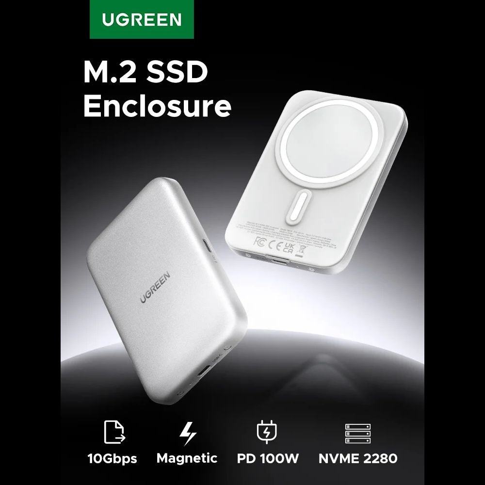 ENCLOSURE SSD NMVE UGREEN CARCASA MAGNETICA 10GPBS DATOS USB-C CARGA M / B+M KEY (D619 55151)