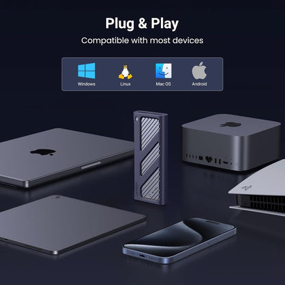 ENCLOSURE UGREEN CAJA ALUMINIOO TRANSPARENTE MAX. 8TB 40GBPS USB4 CM850 SSD 2230 2242 2260 2280 con key M B&M (CM850 45368)