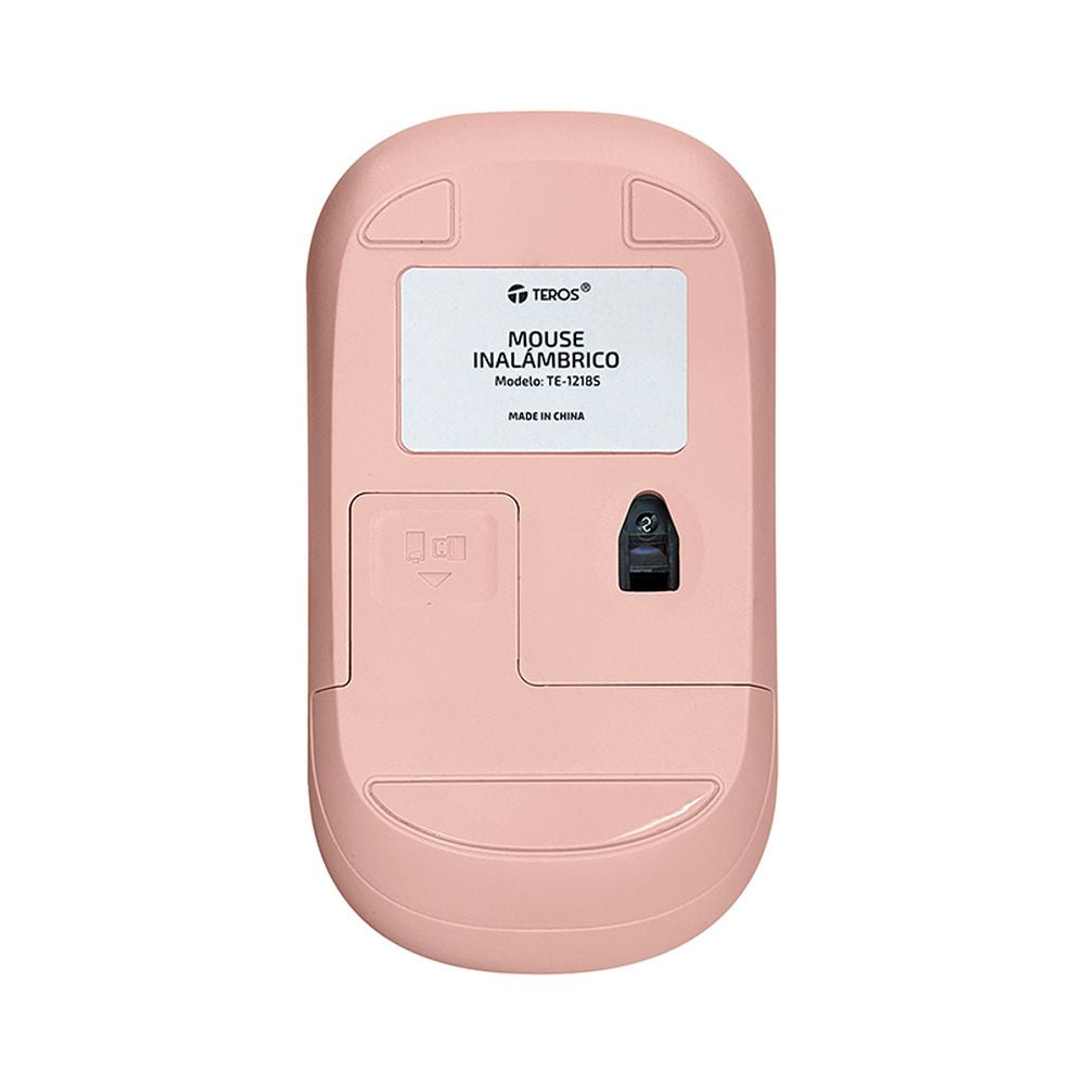 MOUSE OPTICO INALAMBRICO TEROS TE-1218S ROSADO RECEPTOR USB
