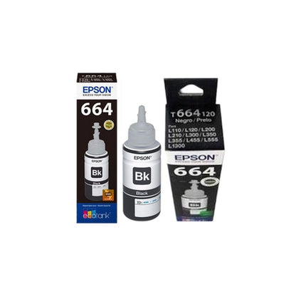 TINTA EPSON 664 NEGRA T664 T664120-AL IMPRESORAS ECOTANK SERIE L 100% ORIGINAL