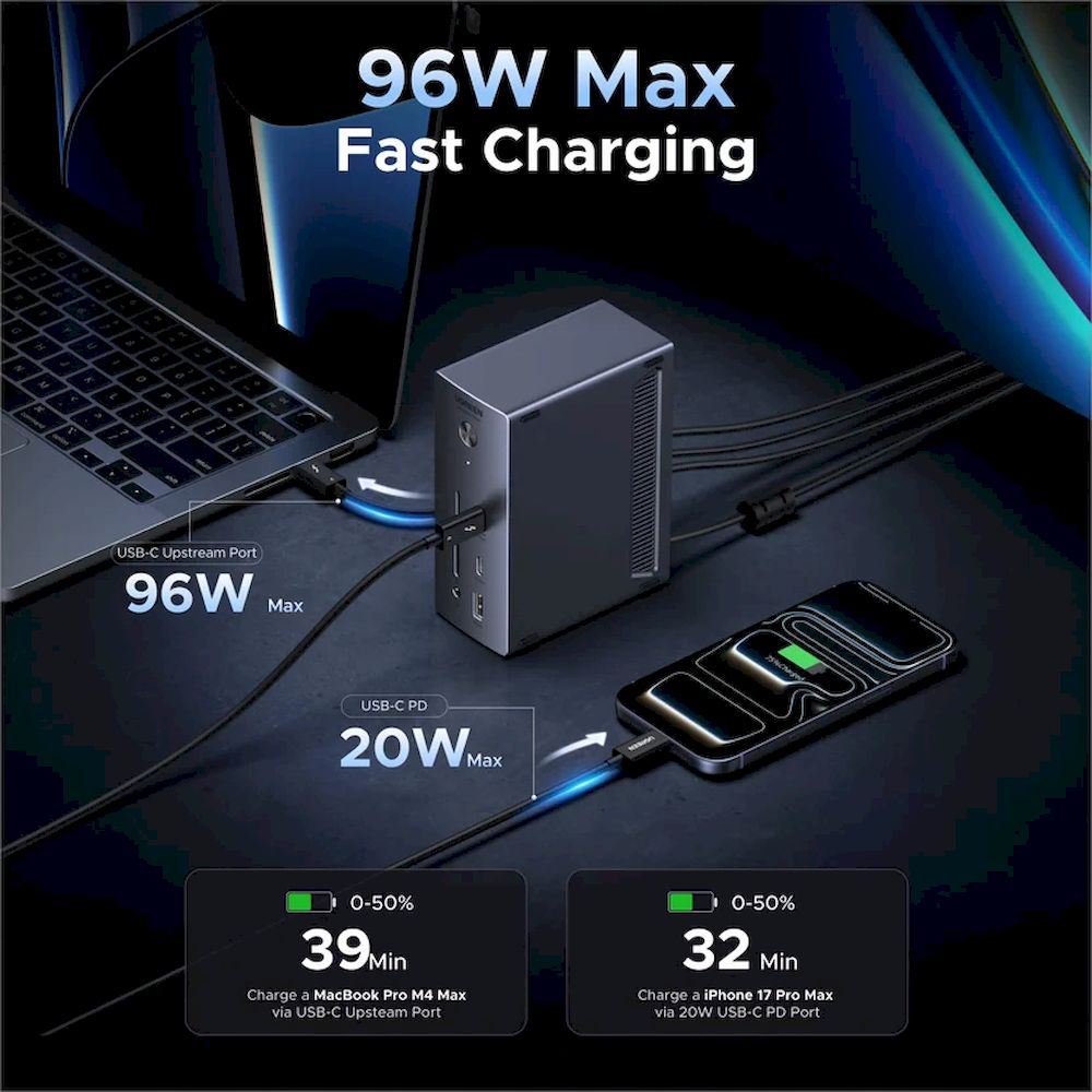 DOCKING MULTIPUERTO 13 EN 1 UGREEN 75237F DOCKING STATION DP RJ45 USB USB-C AUDIO