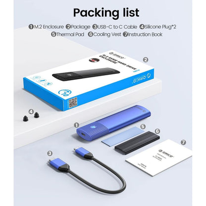 ENCLOSURE ORICO SSD M.2 NVMe 10Gbps AZUL PWM2-G2-BK CASE SSD