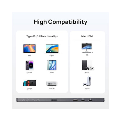 MONITOR PORTÁTIL ARZOPA A1 GRIS 15.6" IPS Full HD 1080p USB-C