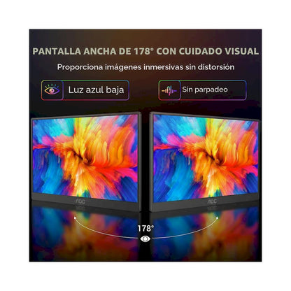MONITOR PORTATIL AOC V50 15.6' FULL HD IPS 125% SRGB HDR PARA JUEGOS TRABAJO MAC PS XBOX LAPTOP IDEAL PARA VIAJES