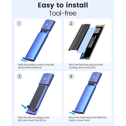 ENCLOSURE ORICO SSD M.2 NVMe 10Gbps AZUL PWM2-G2-BK CASE SSD