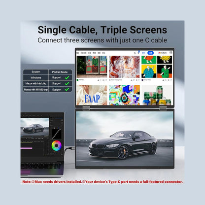 MONITOR PORTATIL DUAL INNOVIEW 15.6' FULL HD IPS 60HZ 3MS EXTENSOR 3 MODOS WINDOWS MAC