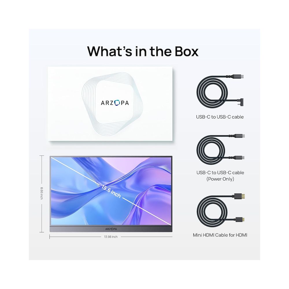 MONITOR PORTÁTIL ARZOPA A1 GRIS 15.6" IPS Full HD 1080p USB-C