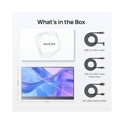 MONITOR PORTÁTIL ARZOPA A1 GRIS 15.6" IPS Full HD 1080p USB-C